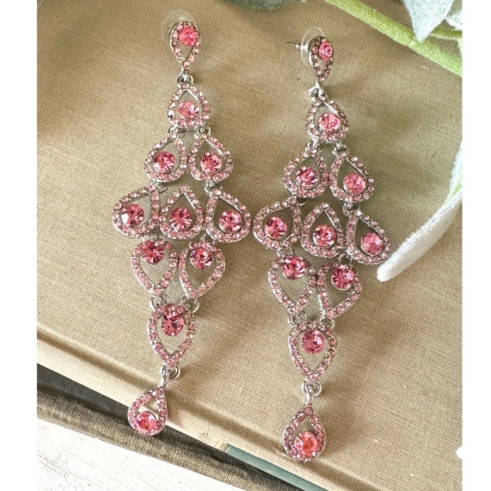 Pink rhinestone earrings